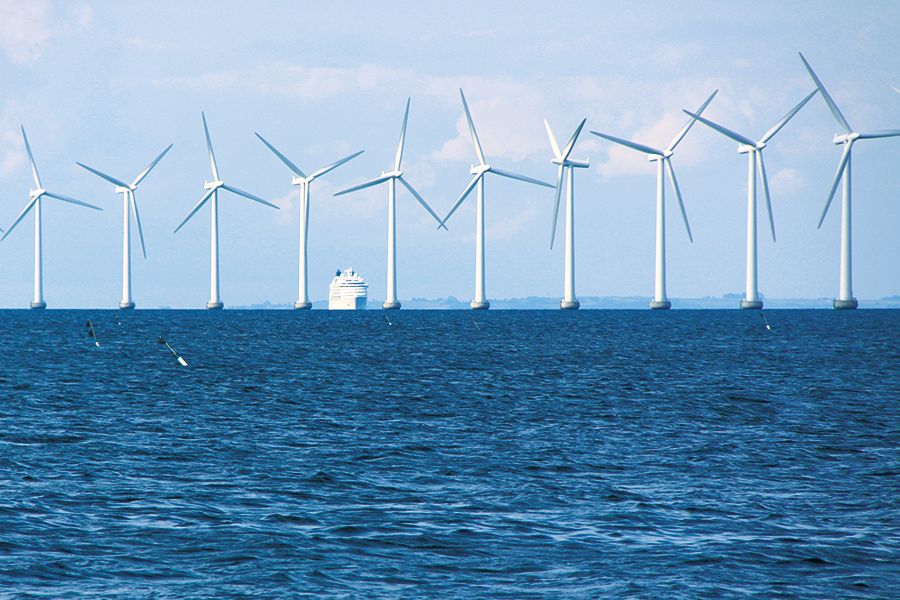 デンマークの洋上風力発電施設。