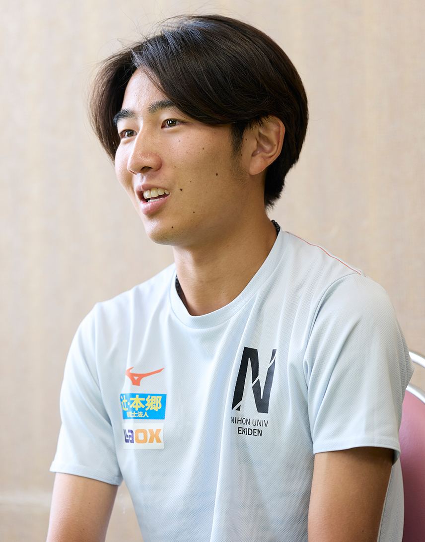 「普段の練習でも1人で押していけるようになったのは、自力がついてきたからだと思う」と、大学１年間での成長を語る岸端悠友選手 【日本大学】